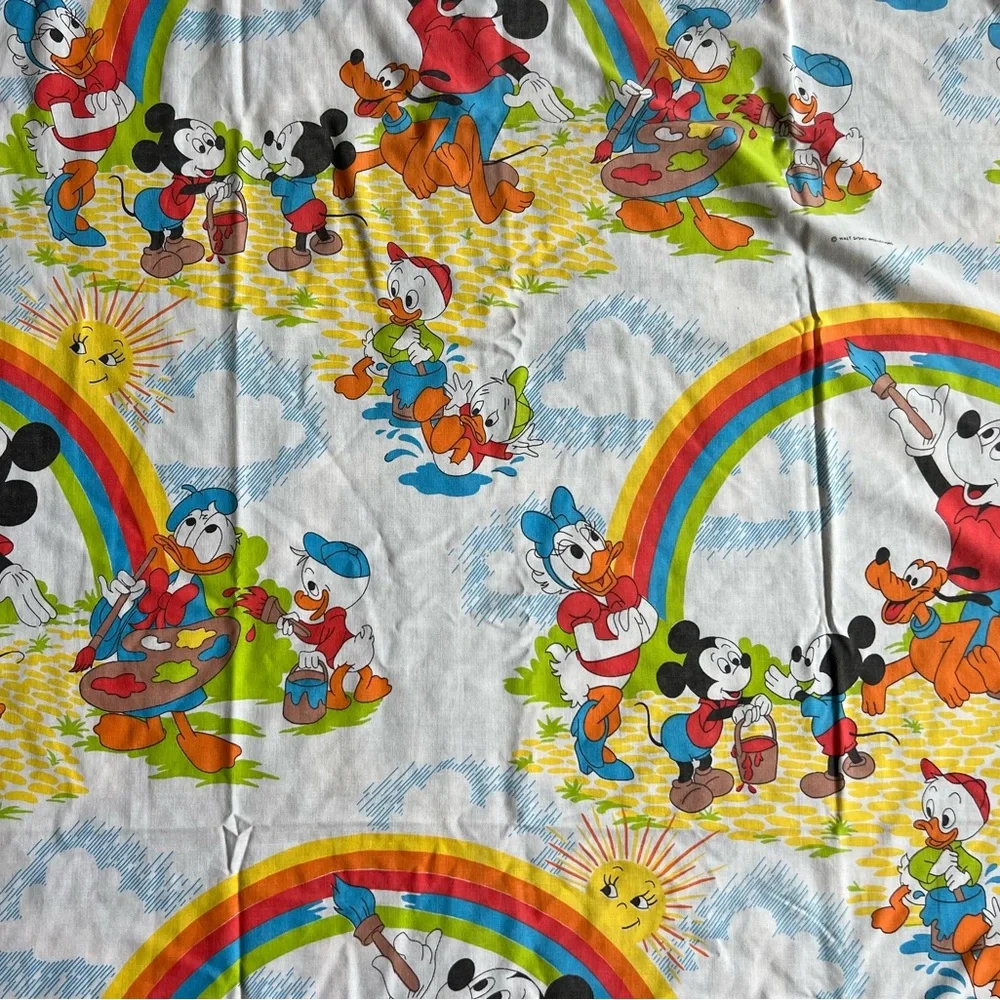 Vtg Twin Disney Pacific Mickey Mouse Set of 3, Pillowcase, Fitted,‎ & Flat Sheet